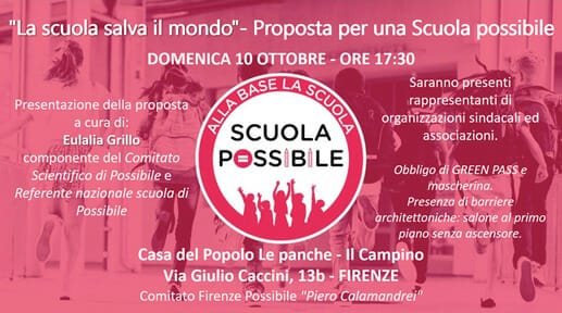 “La scuola salva il mondo”, la proposta di Possibile arriva a Firenze