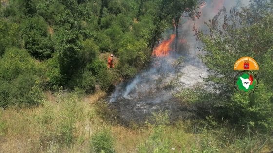 Incendio a Manciano, in azione anche elicotteri